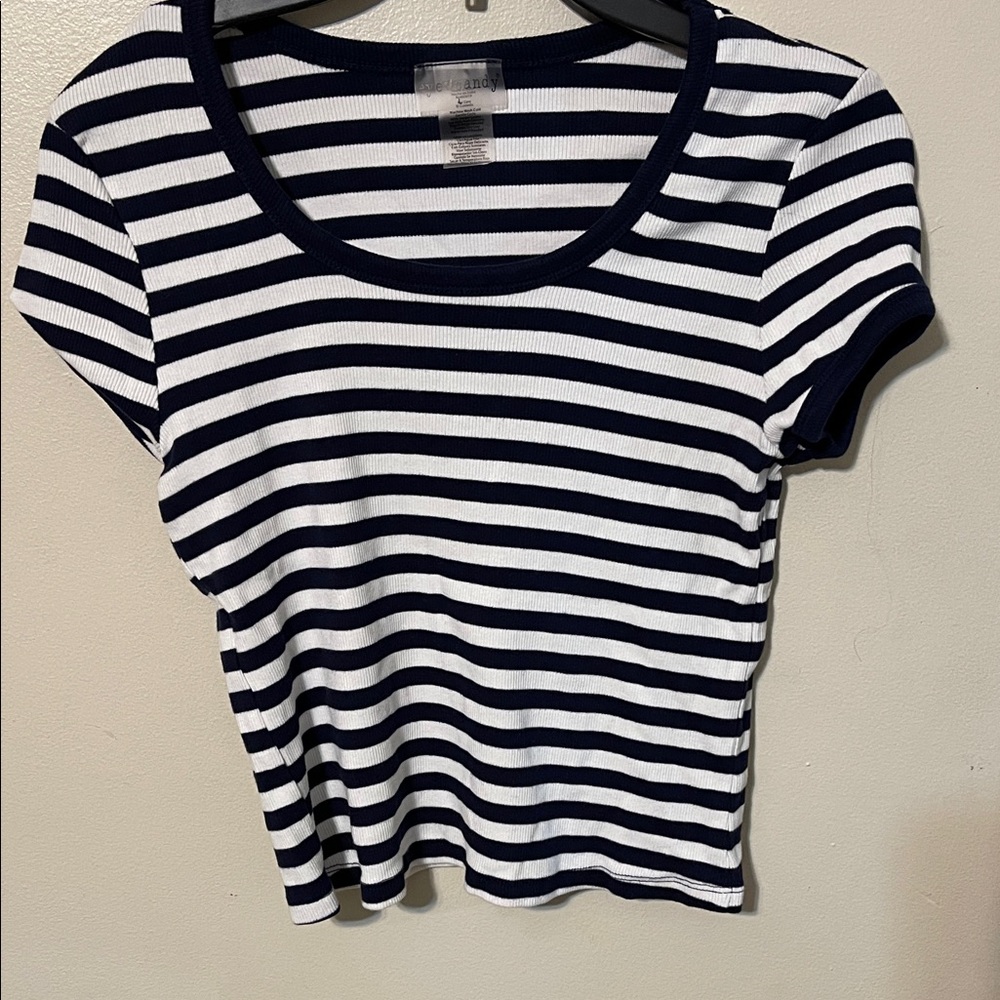 Eye Candy Navy and White Striped Short Sleeve Tee
